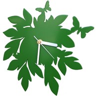 Väggklocka med fjärilar och blad