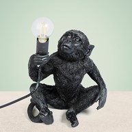 Bordslampa - Sittande apa, svart