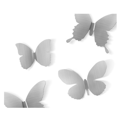 Väggdekor - Metal Mariposa, Fjärilar (9-pack), Silver
