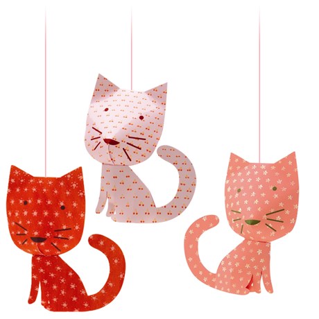 Hängande dekorer i olika djurmotiv (3-pack), Perched cats