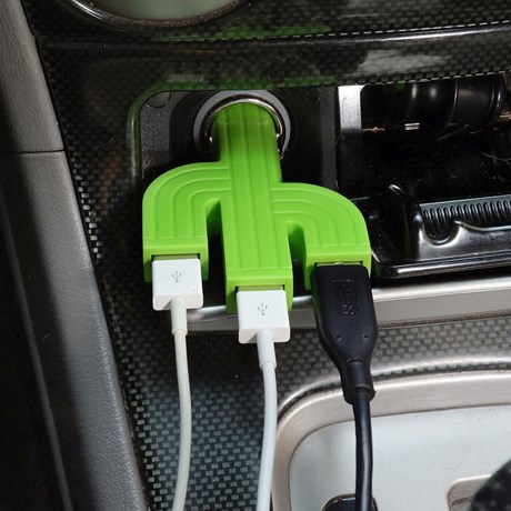 USB-laddare till bilen - Kaktus, Grön