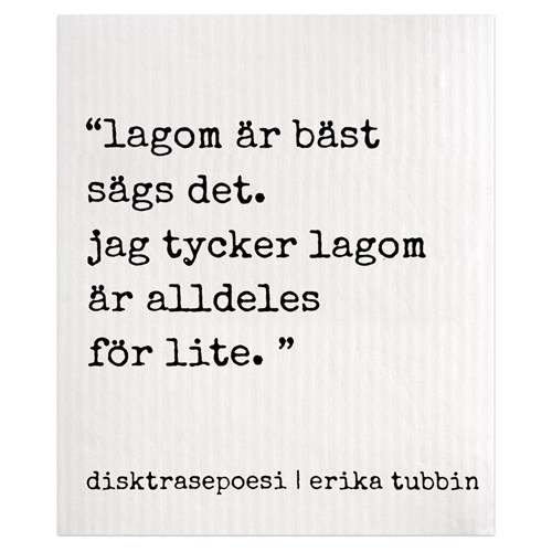 Disktrasa med rolig text, Lagom